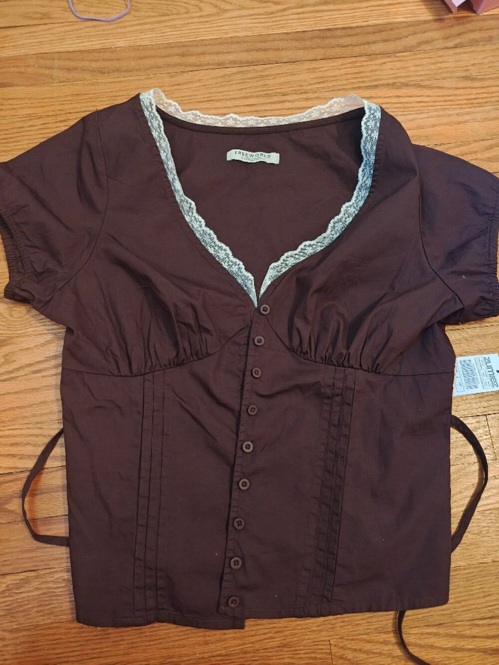 Freeworld Isabella Brown Button Up Shirt